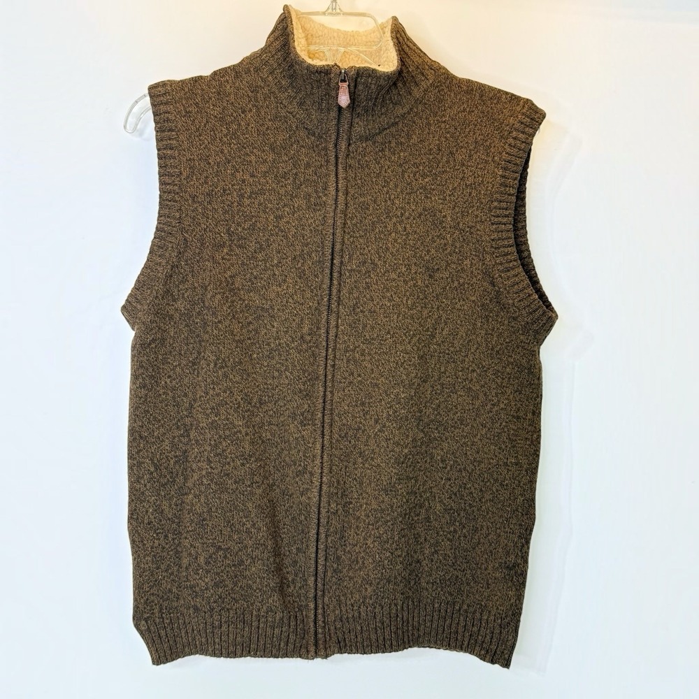 Hagaar Brown Melange Knit Zip Up Sweater Vest Mens XL